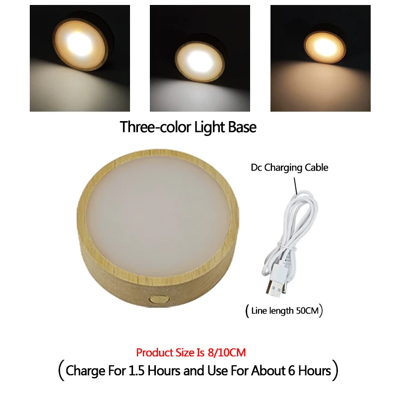 شحن لاسلكي خشب متين قاعدة مضيئة ضوء الليل اللمس LED كريستال زجاجة النبيذ خزان الأسماك كوستر قاعدة مصابيح مكتبية صغيرة