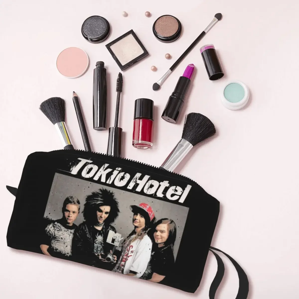 Tokio Hotel Group Music Makeup Bags Bill Kaulitz Men Cosmetic Bag Fashion Travel Makeup Organizer Case