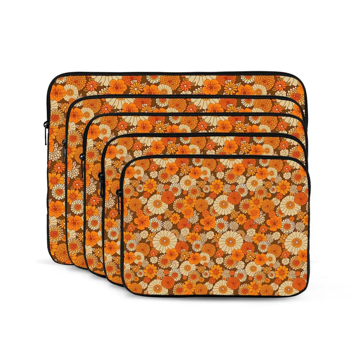 70s Retro Daisies, Vintage Flower Power Boho Notebook Laptop Bag Case Pouch For Macbook Air Pro Tablet Shockproof Case Bag