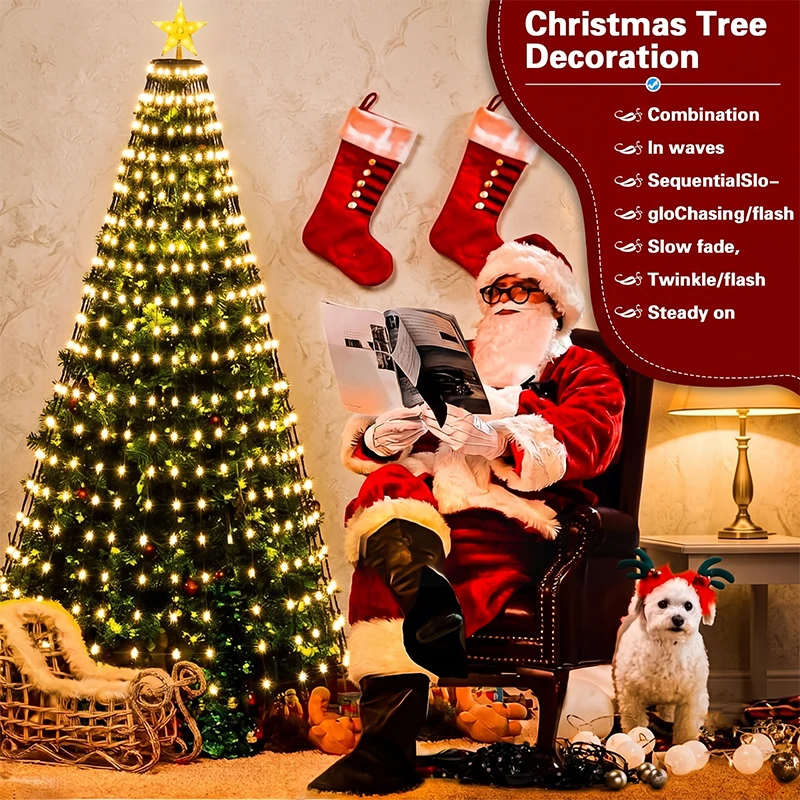 Smart Christmas Tree Lights LED RGB Outdoor String Twinkle Lights 16 Million Adjustable Colors Smart Fairy Lights with App & Timer for Xmas Tree Party