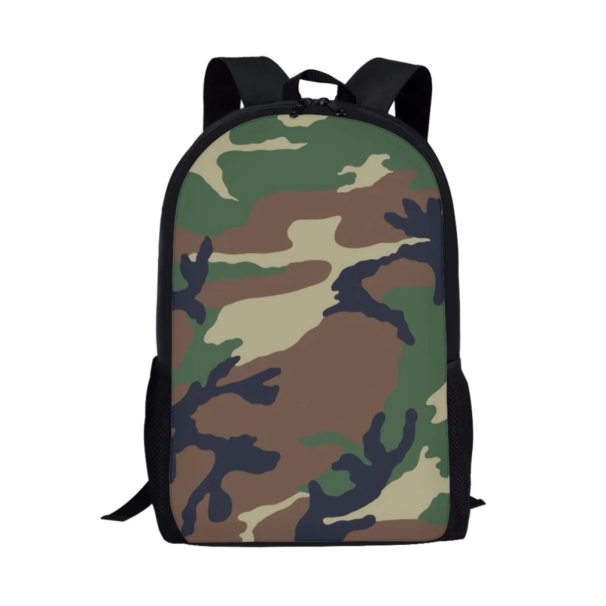 Sac à Dos Vert Camouflage de l'Armée CamSolomon avec Impression 3D pour Garçon et Fille, Cartable d'École de 16 Pouces pour Enfant et Adolescent du Primaire