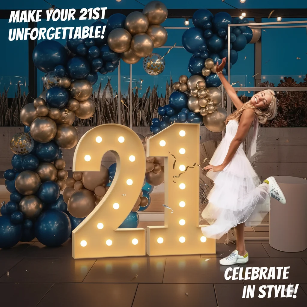 70-120cm Digital Luminous Birthday Party Graduation Ceremony Romantic Surprise Scene Decoration Digital Design LED Light Decor