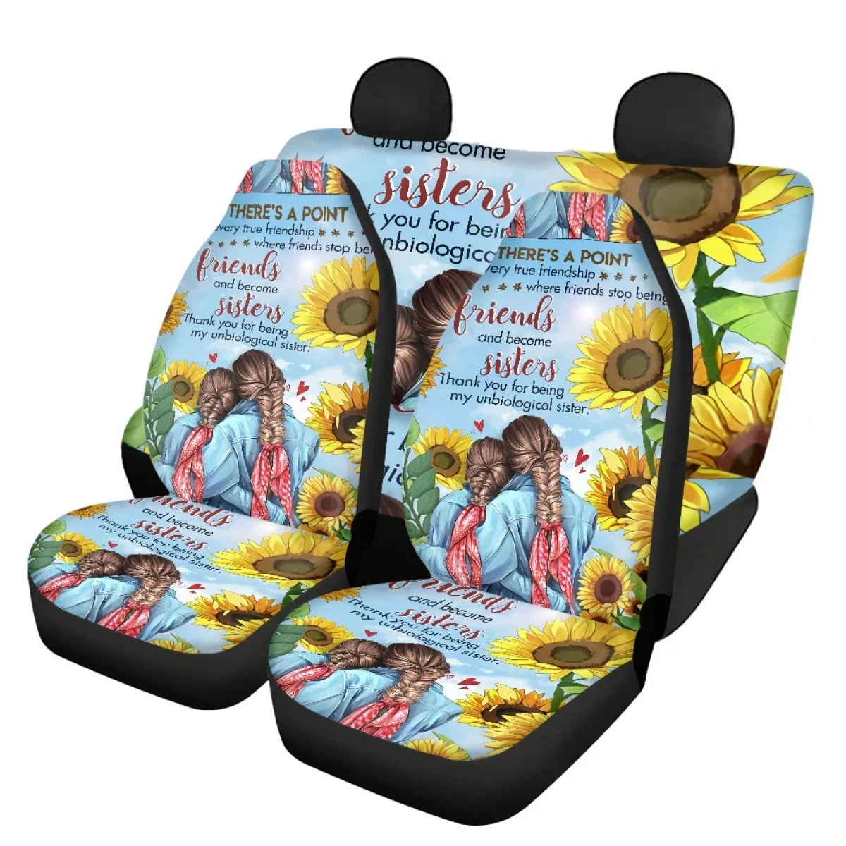 

Cartoon Character With Friends Car Full Set Seat Cover Men Womens Front and Back Car Seat Covers Comfort Slip-Resistant 4pcs/Set