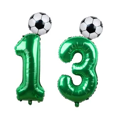2pcs/lot 32inch Green Number Foil Ballons 18inch Soccer Helium Ballons Football Soccer Birthday Parti Sports Themed Party Decors