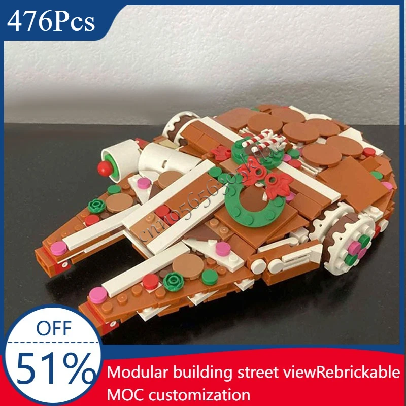 

476Pcs Gingerbread AT-ST Millennium Falcon Snowspeeder Rebel Fighter Model Building Blocks Diy Assembly Toys Kids Christmas Gift