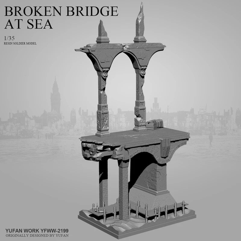 

1/35 Bridge Scene Platform Resin Model Figure Gk Micro Miniature 3d Printed White Model Toy Unassembled And Unpainted Kit