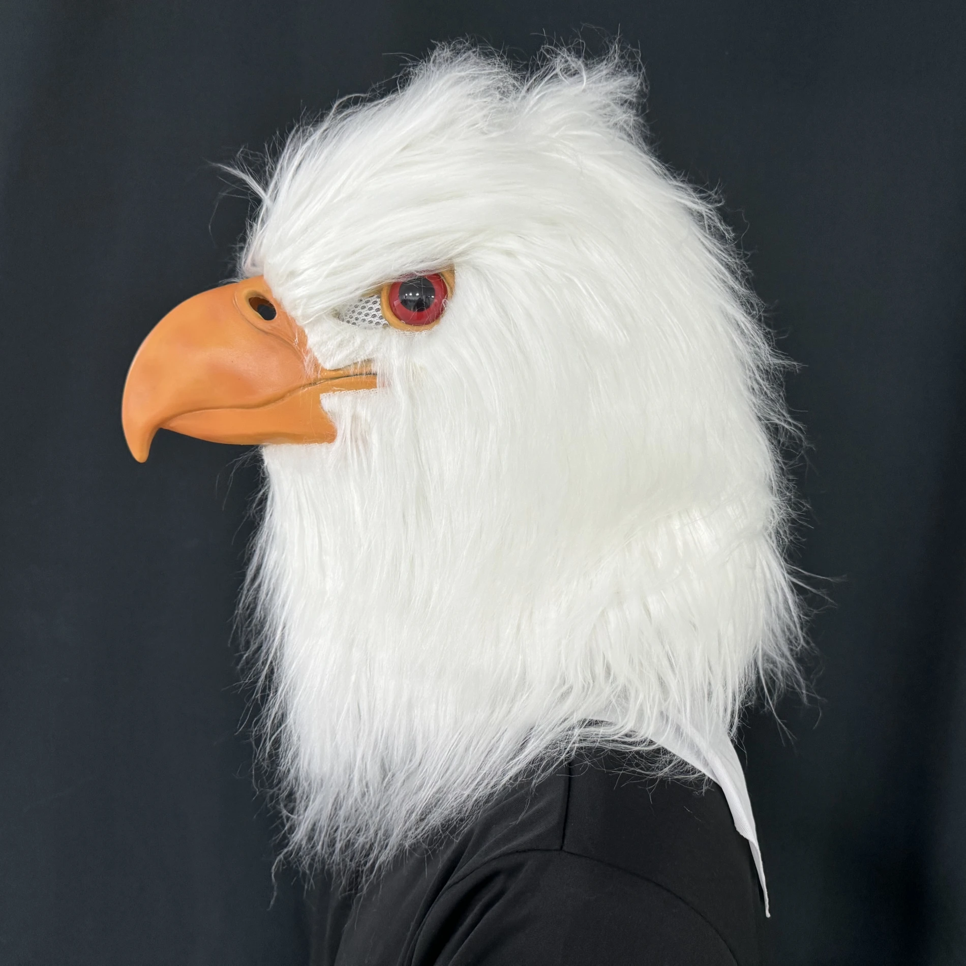 Weiße Adler-Latexmaske – realistische Vogelkopf-Kostümfedern für Erwachsene, Halloween, Party, Cosplay, Tier-Requisite, Maskerade, Karneval – Detail 6