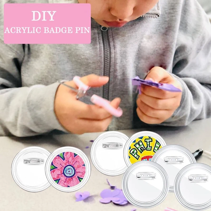 3 بوصة الاكريليك زر دبابيس البلاستيك الشفاف زر شارات دبوس الحرفية زر مع دبوس دبابيس فارغة أزرار الصورة دبوس، 25 حزمة دائم #3