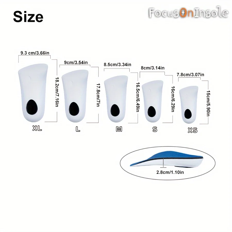1 Pair Correction Half Size Insole Shock-Absorbing Insole,Flat foot insole,Arch support,Correction of Inner Eight Shaped Insole