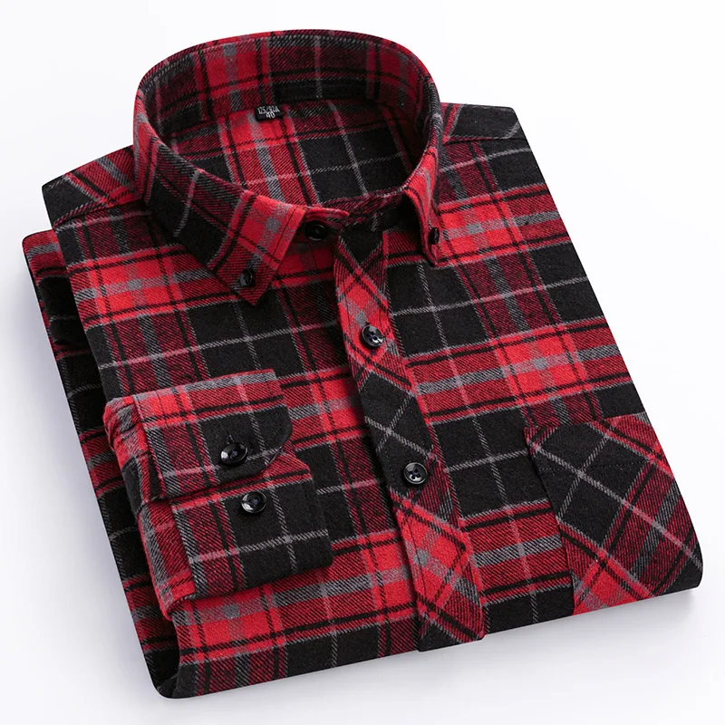 

New 100% Cotton Men's Shirt Long Sleeve Flannel Classic Versatile Soft Breathable Casual Fashion Business Men's Clothing S-7XL