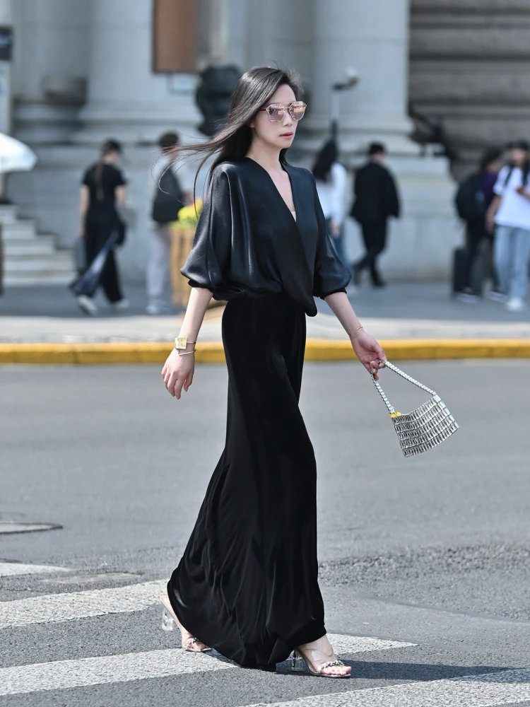 

Оригинальная длинная юбка-фаленопсис из бархата с леопардовым принтом, стройнящий дизайн, осенне-зимняя модная элегантная женская модель