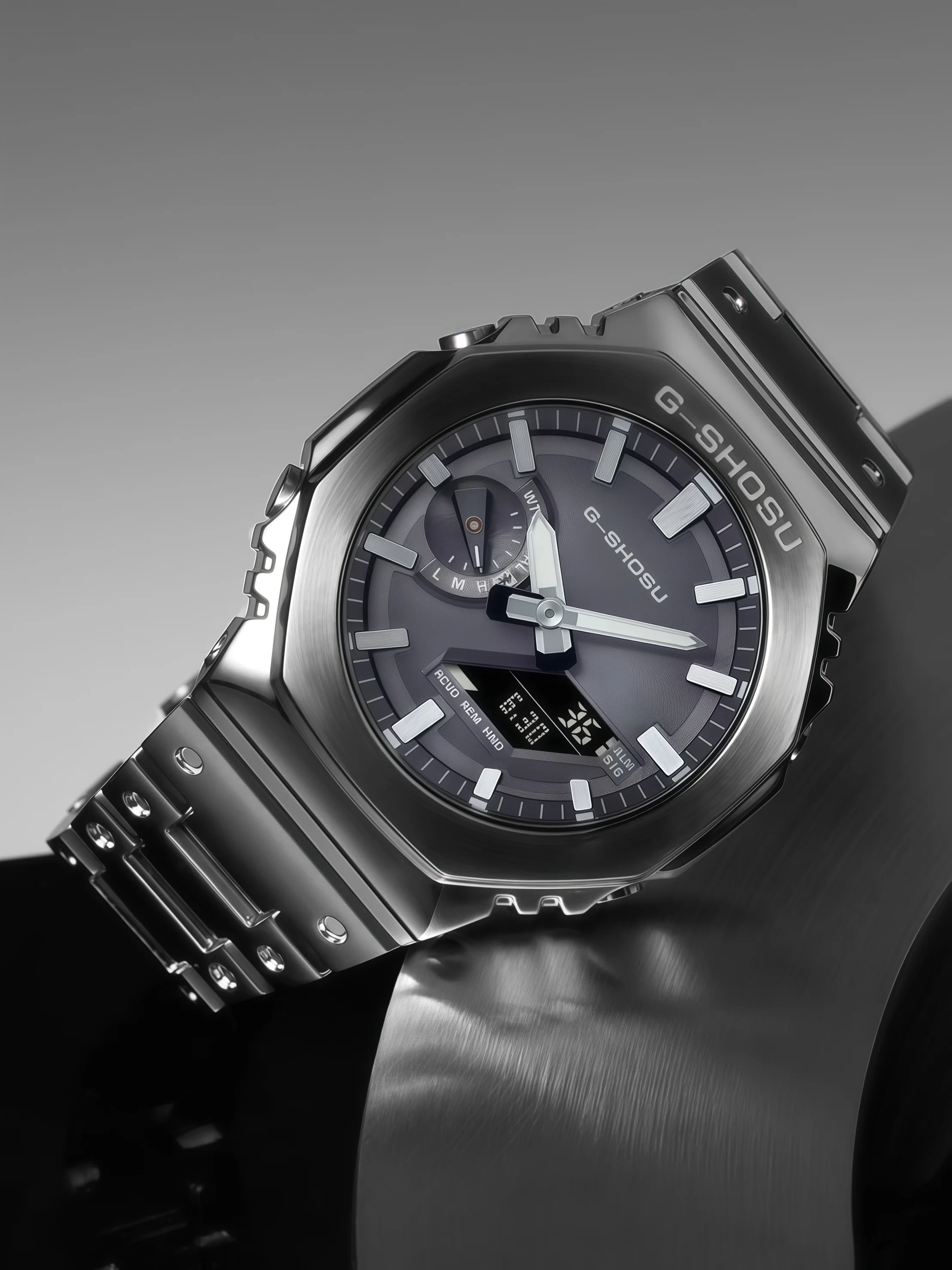 

Unisex Iced Out Watch: Water-resistant, Full-featured, Stainless Steel Band, Dual Display, World Time, Oak Series