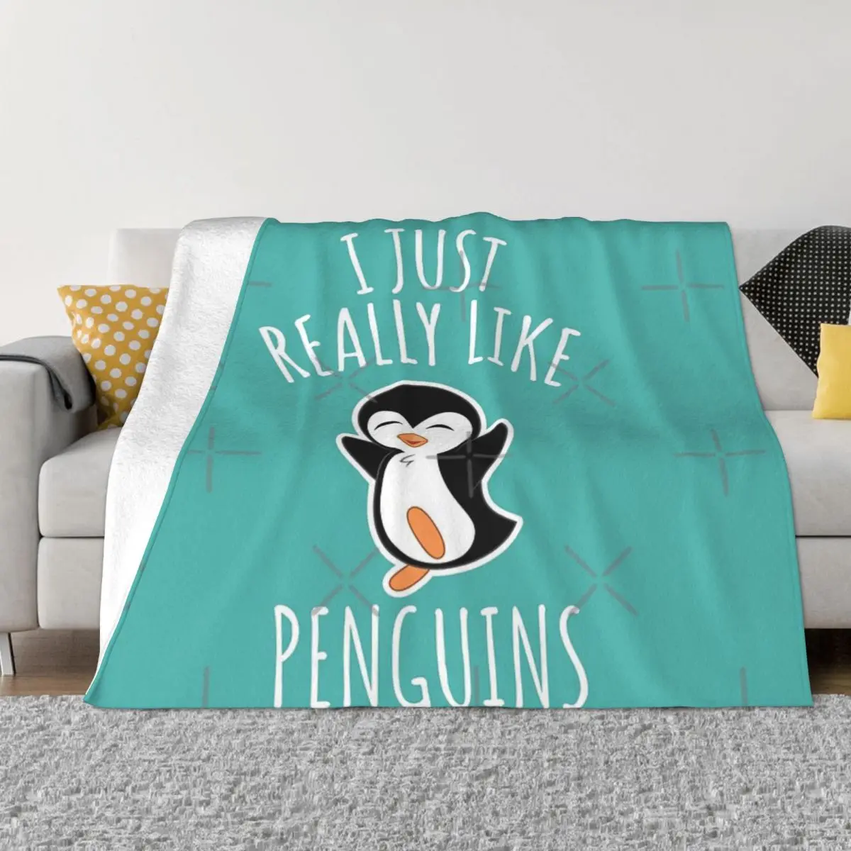 

I Just Really Like Penguins Quilt Bed Blankets Blankets & Throws Custom Blanket Personalized Throw Blanket