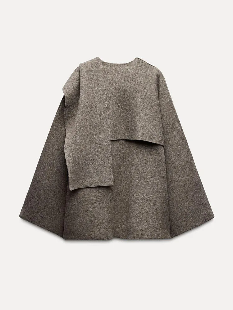 

New Arrival Autumn ZA2024 Women's Casual Loose Cowl Ne Long Sve ort Coat Outerwear Commute Sle round Ne Coat