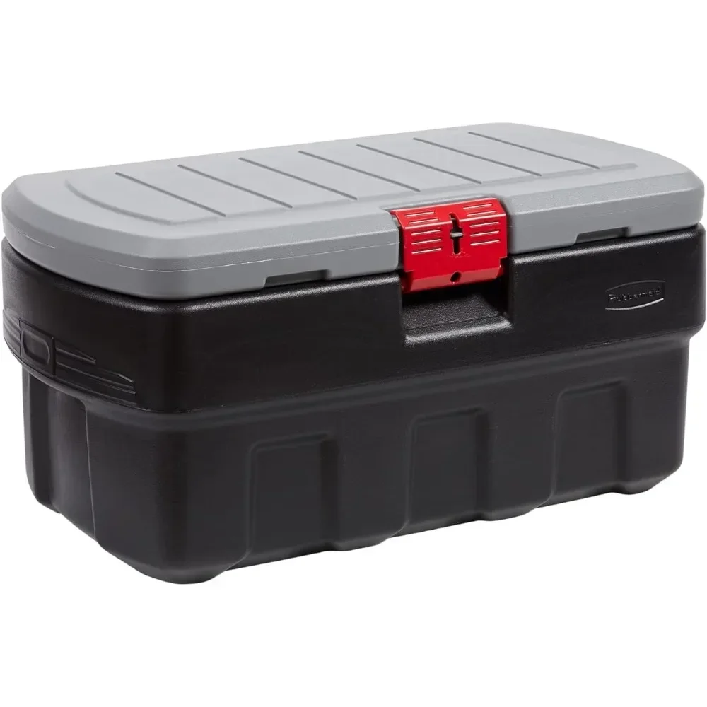 

ActionPacker Lockable Storage Box, 35 Gal, Grey and Black, Outdoor, Industrial, Rugged