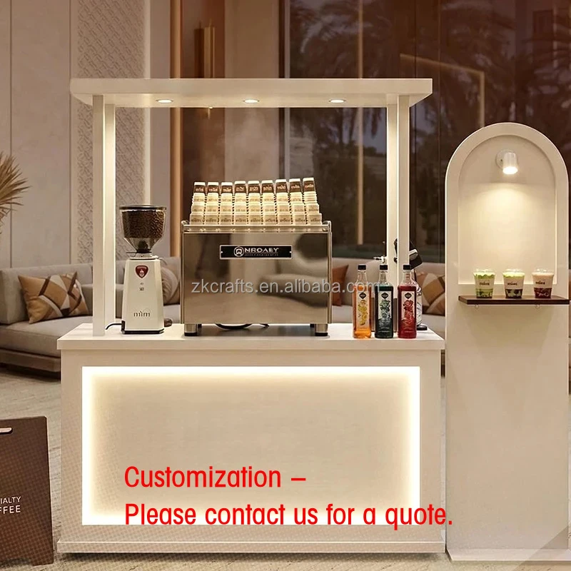 custom.ZKAI Custom Wedding Candy Cart LED Light Coffee Drink Bar Cart Outdoor Wedding Party Decoration