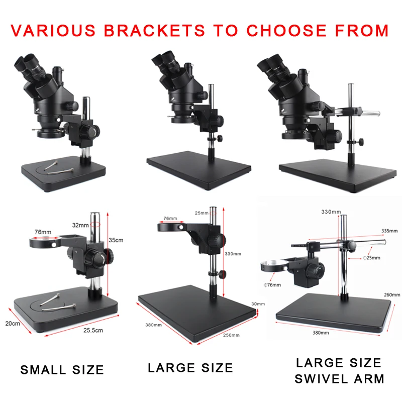 Simul-Focal 7X-45X Continuous Zoom Stereo Trinocular Microscope  CTV Adapter Barlow Lens For Phone Lab PCB Repair Soldering