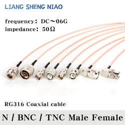 RF Extensão Cabo Conector Adaptador, RF Jumper Pigtail Connector, RG316, N macho Plug para BNC, TNC, 50 Ohm, 0.1m-30m