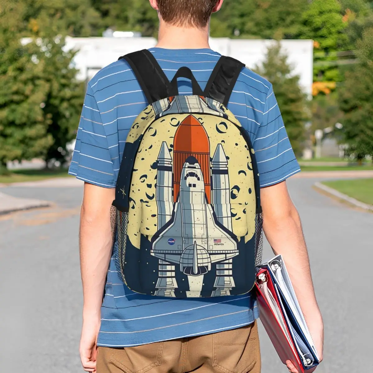Space Shuttle Rocket Backpack Student BookBag Children School Bag Laptop Shoulder Bags for Men Women