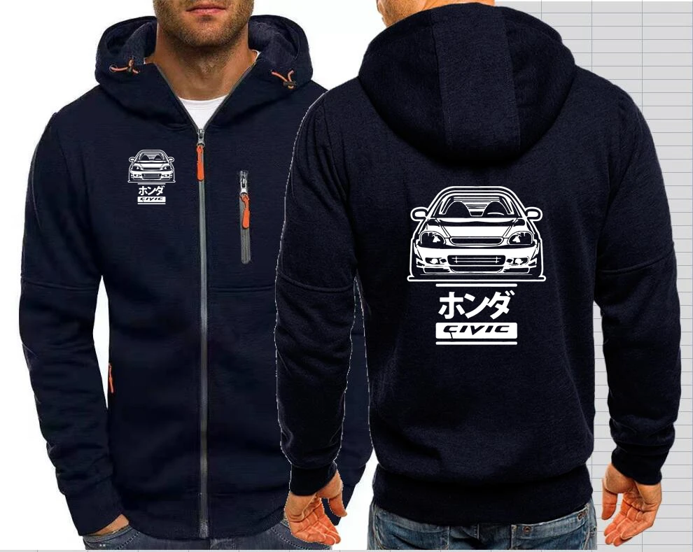 New CIVIC 6GEN Men Jackets Hoodies Coats Outwear Streetwear TYPE-R 6RD CAR B16 B18 JDM Hondaes Hooded Men Zip Sweatshirt 071