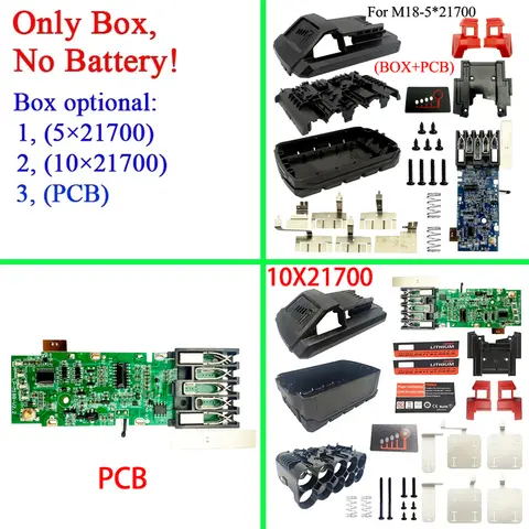 리튬 이온 배터리 플라스틱 케이스, PCB 충전 보호 회로 기판 박스 쉘, 밀워키 18V 리튬 이온 배터리 하우징, 21700