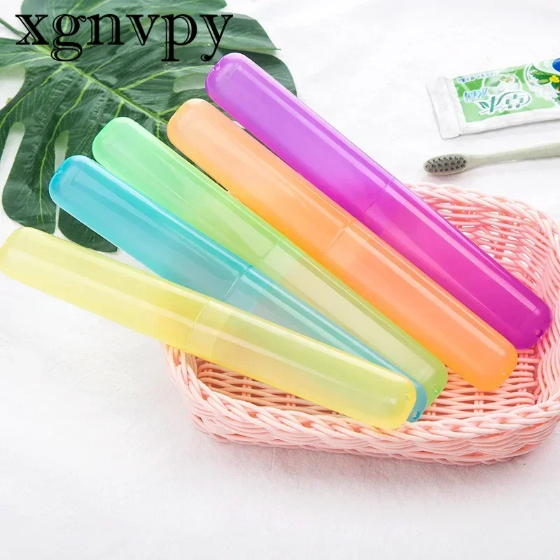 xgnvpy Portable Toothbrush Holder Transparent Storage Box Case Practical Organizer Bathroom Accessory Travel Essential Container