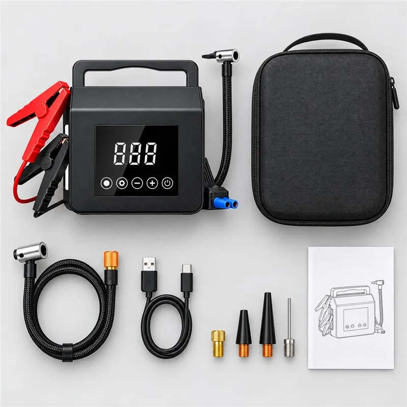 Jump Starter 4000A with Air Compressor 150 PSI, Portable Car Battery Jump Starter Booster Pack 15000mAh for 12V Cars SUVs Trucks, HIEHA L8