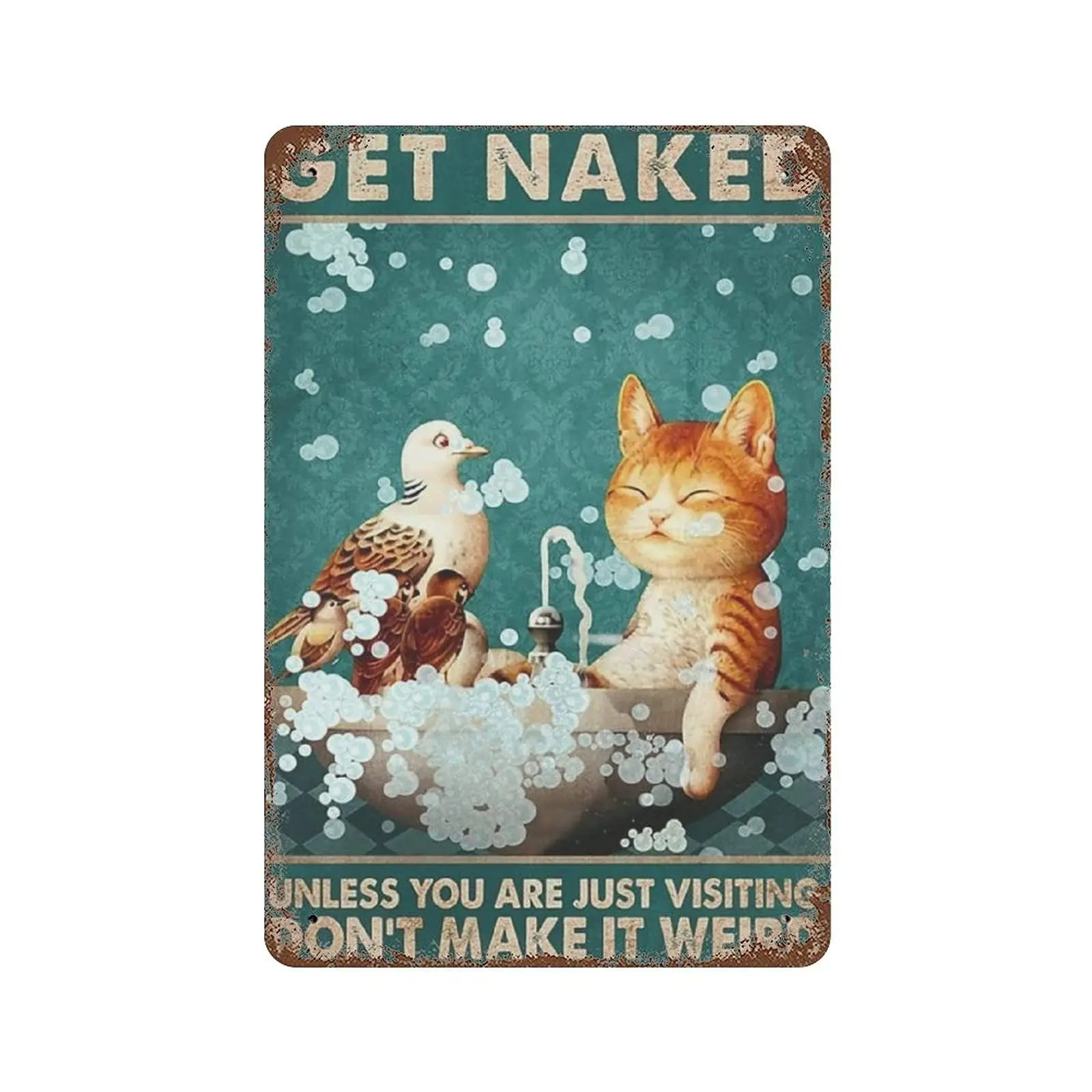 

Vintage Metal Tin Sign Plaque,Get Naked Unless You are Just Visiting Dont Make It Weird,Man cave Pub Club Cafe Home Decor Plate，