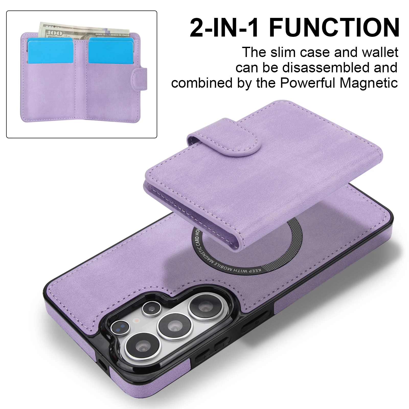 Luxury Wallet Leather Detachable Magnetic Cards Holder Case For Samsung Galaxy S26 S25 S24 S23 S22 Ultra Plus Pocket Bag Cover