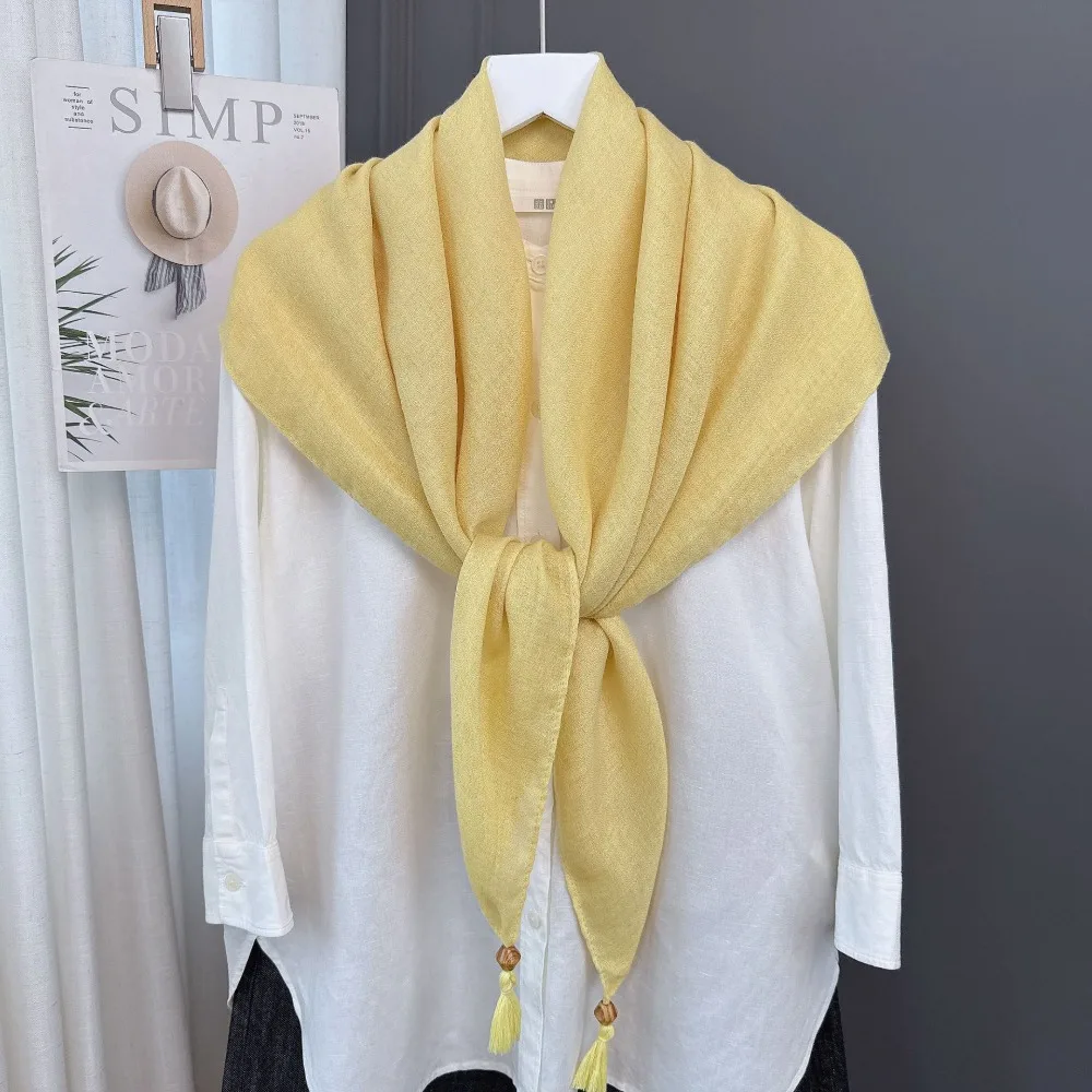 85cm Large Square Wraps for Women Cotton Polyester Breathable Fabric Spring Autumn Wraps