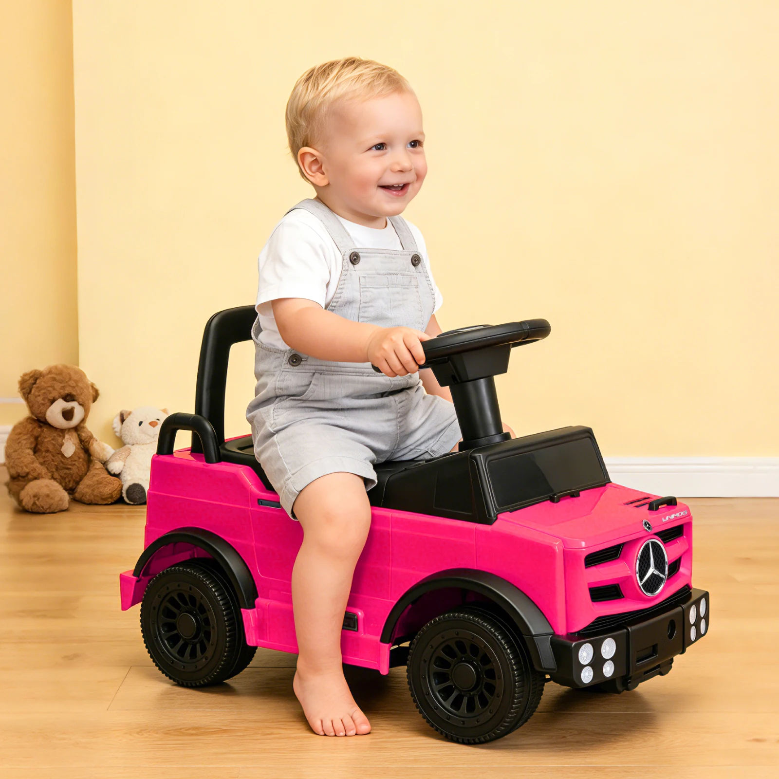 

Kids Push Car, Mercedes-Benz Unimog Licensed Ride-On Toy with Anti-Slip Wheels & Bumper Guards for Safe Indoor/Outdoor Play
