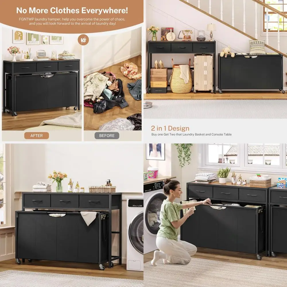 

4-секционная корзина на колесиках емкостью 300 л и 3 ящиками для эффективной организации дома