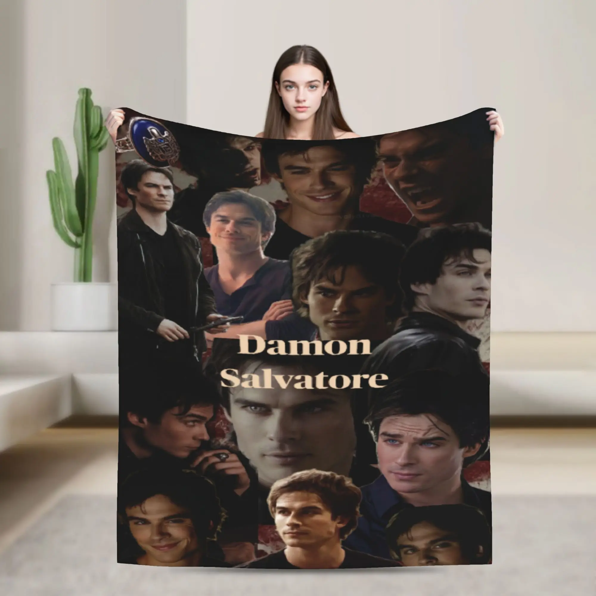 Damon Salvatore Blankets Flannel  Relax Soft Throw Blanket for Sofa Rug Piece