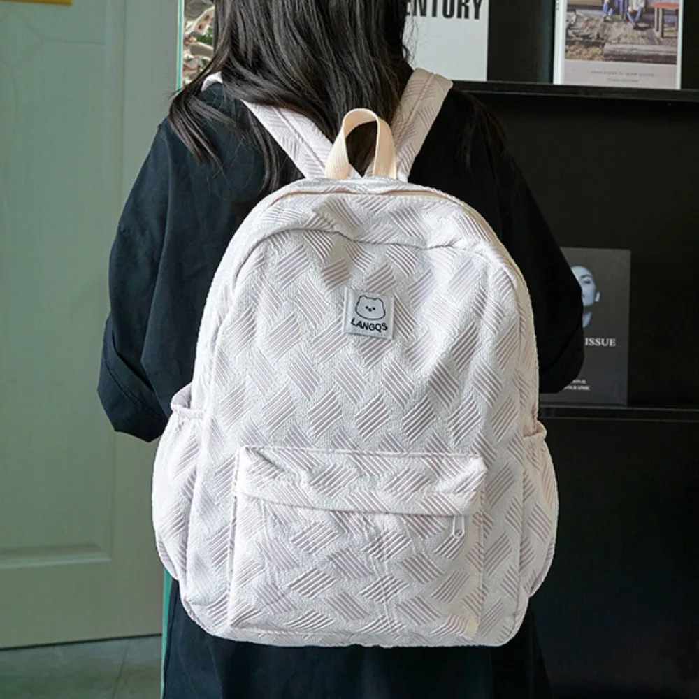 

Trendy Waterproof Notebook Backpack Creative Casual Bear Shoulders Bag Nylon Korean Style Student Schoolbag Kids