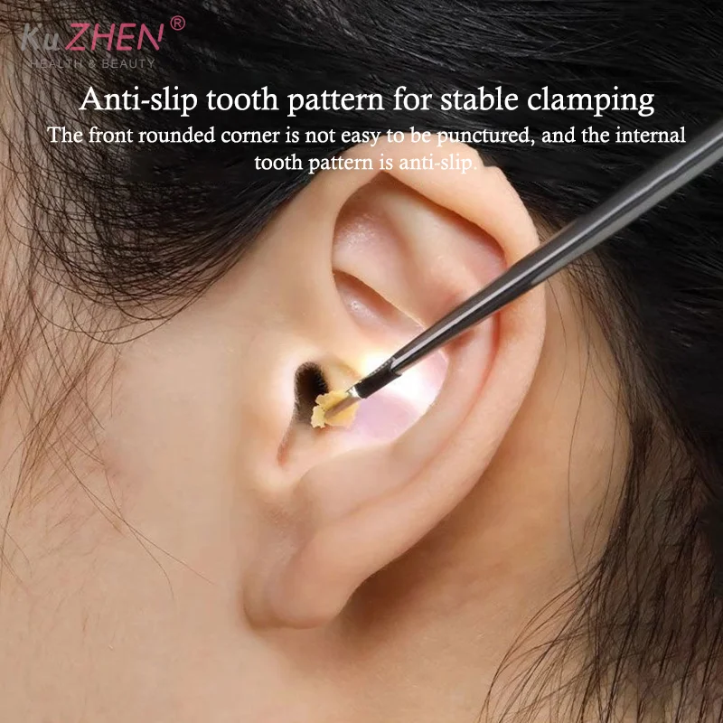 1 قطعة الأطفال الأذن مغرفة مضيئة شمع الأذن الملقط المتقدمة البصرية Cerumen Earpick هوك شحن الأذن كشط برو تنظيف أداة #5
