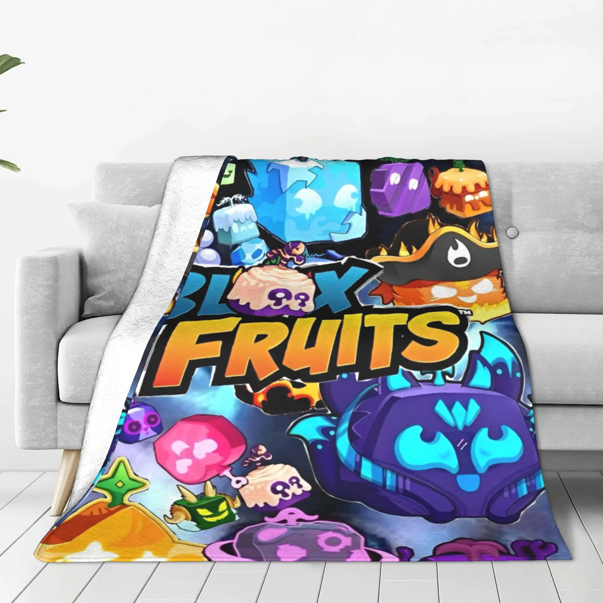 Blox الفواكه لعبة فيديو هدية بطانية للرجال النساء سوبر لينة دافئ رمي البطانيات لغرفة المعيشة 50x60 بوصة أحجام متعددة