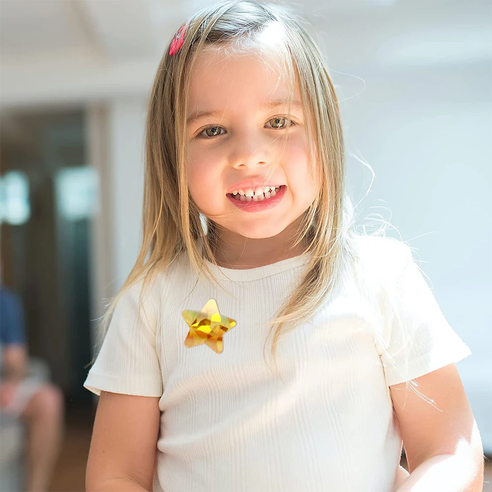 학생 씰링 라벨 카드 만들기, 어린이 보상, 다기능 방수 골드 스타 스티커, 교사 홀로그램, 1000 개, 1 인치