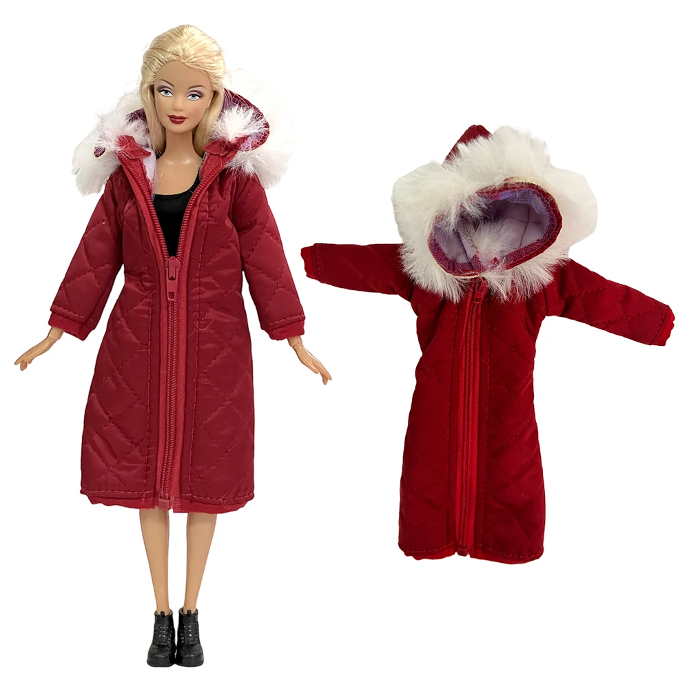 

NK 1 Pcs Red Coat for 11.5 Inch Doll Clothes Cotton Jacket 1/6 Doll Dress Hat Winter Wear Parkas 30 CM Dolls Accessories Toys