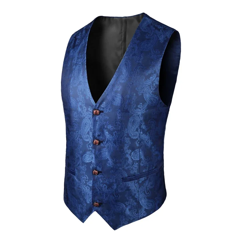 2025 ใหม่ High-end V คอ Jacquard สีดําสําหรับชาย,สีขาวเสื้อกั๊กแขนกุด,เงินบิลเลียดชุด, ชาย Magician เสื้อ