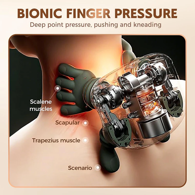 Neck Massager With Real Hand Simulation Wireless Portable Neck And Back Massager 4D Kneading Massage Design For Pain Relief