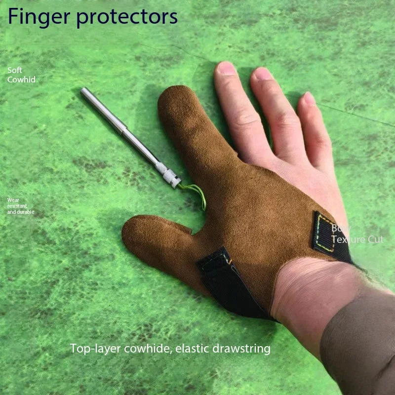 Shooting Fish Cowhide Finger Guard, Hand Guard, Head Layer, Soft Suede Material, Wear-Resistant Outdoor Slingshot Accessories