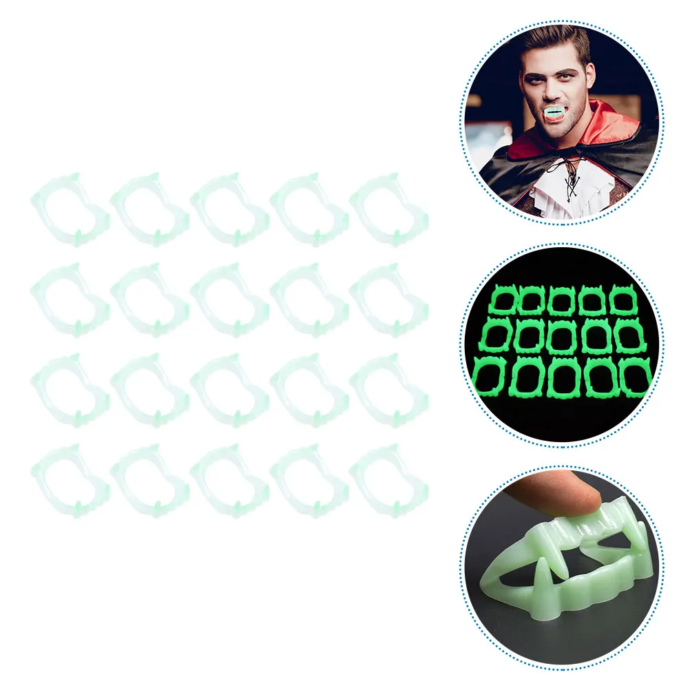 Prothèses fluorescentes lumineuses, 25 pièces, fausses dents, scintillantes, Vampire foncé, accessoire de Cosplay d'halloween, jouet de décoration d'horreur effrayant