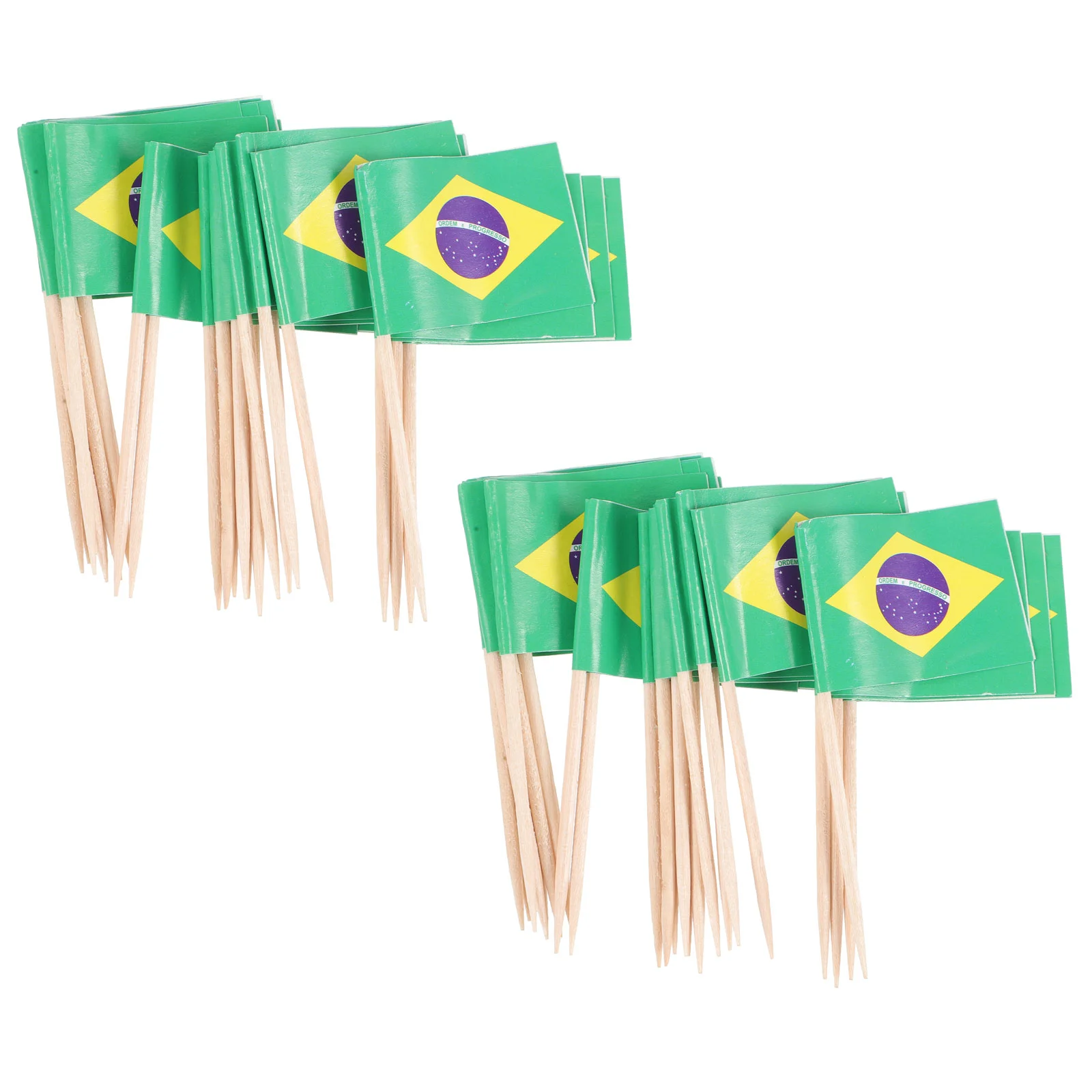 100pcs Brazil National Flag Design Cake Toppers Creative Cake Fruit Picks Cupcake Insert Decor Toothpick Party Supplies