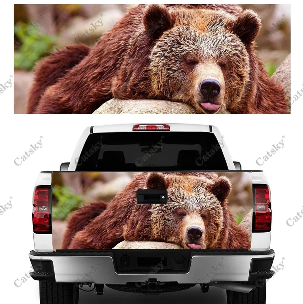 

Sleeping Brown Bear Car Tail Trunk Protect Vinly Wrap Sticker Decal Auto Hood Decoration Engine Cover for SUV Off-road Pickup