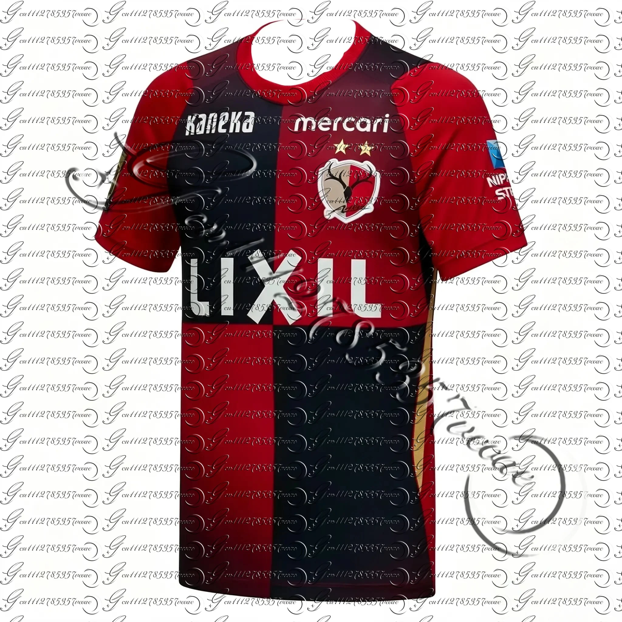 2026 Men Women Kashima Soccer Graphic Sports Jersey Tops, Oversized Y2K Streetwear Tee Quadrant Split Quick-Dry FamilyMatching