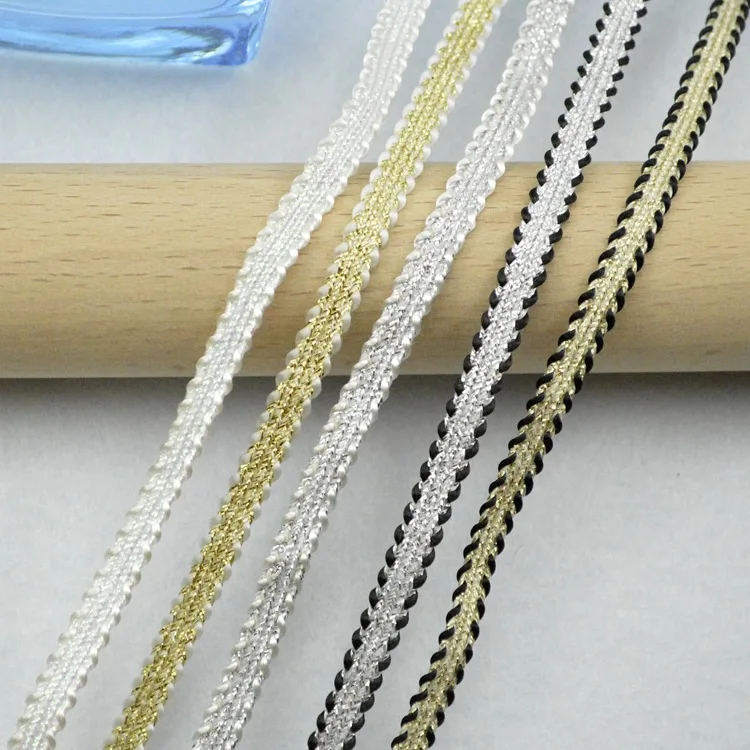 5m Gold Silver Lace Trim Ribbon Curved Lace Edges Sewing Centipede Braided Lace Wedding Craft DIY Clothes Accessories Decoration