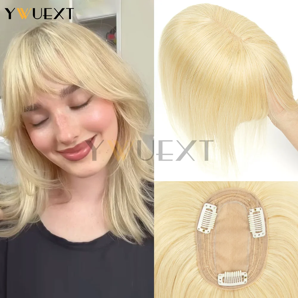 

Human Hair Toppers Extensions For Women Thin Clips In Swiss Lace Topper Natural Scalp Top to Hide Bald or White Hair 8x12cm