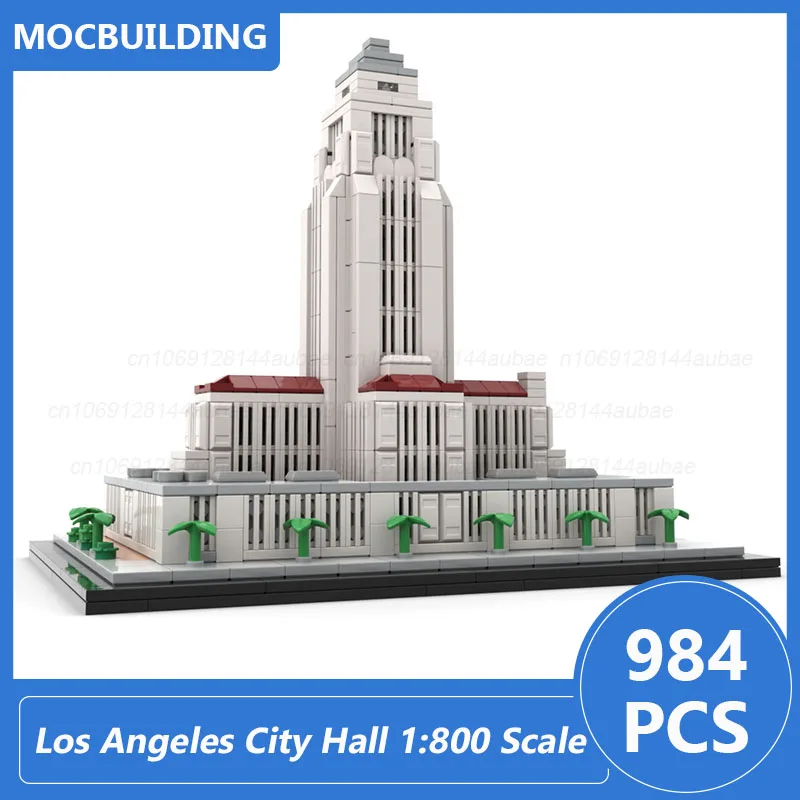 Los Angeles City Hall 1:800 Scale Architecture Model Moc Building Blocks Diy Assemble Bricks Collection Display Toy Gift 984PCS