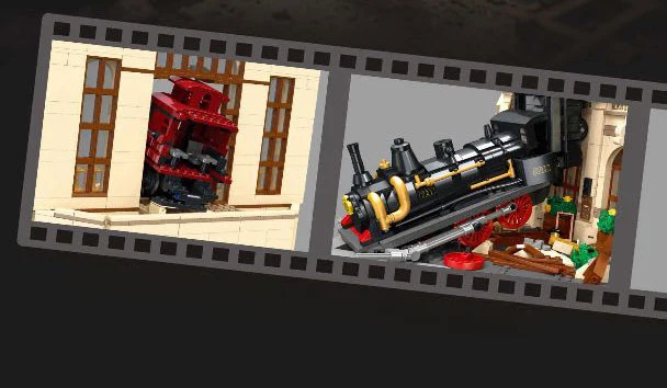 Unfallstelle Baustein-Spielset Eisenbahn-Konstruktionsset Entgleiseter Dampfzug Lernspielzeug Sammlerstück für Geschenke – Detail 5