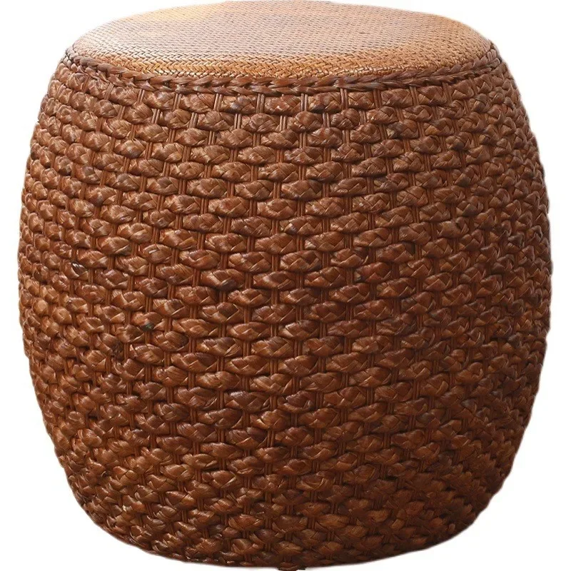 

Low Stool Sofa Rattan Woven Straw Round Stool Tatami Chair Tea Chair Living Room Bench Small Drum Stool 2024